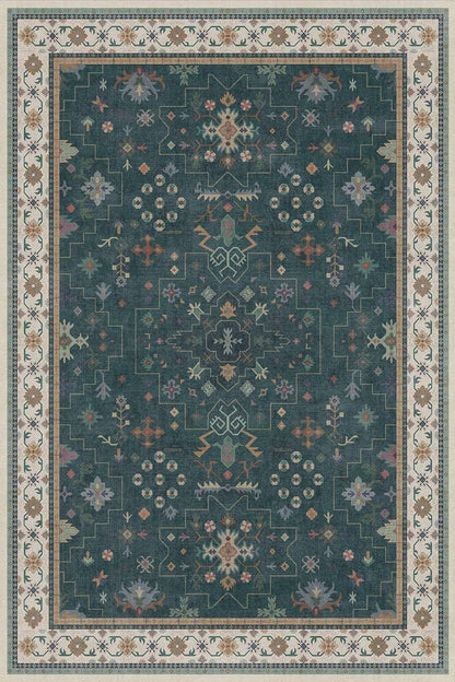 Washable 4x6 Area Rug, Non-Slip Low Pile Floral Accent Rug