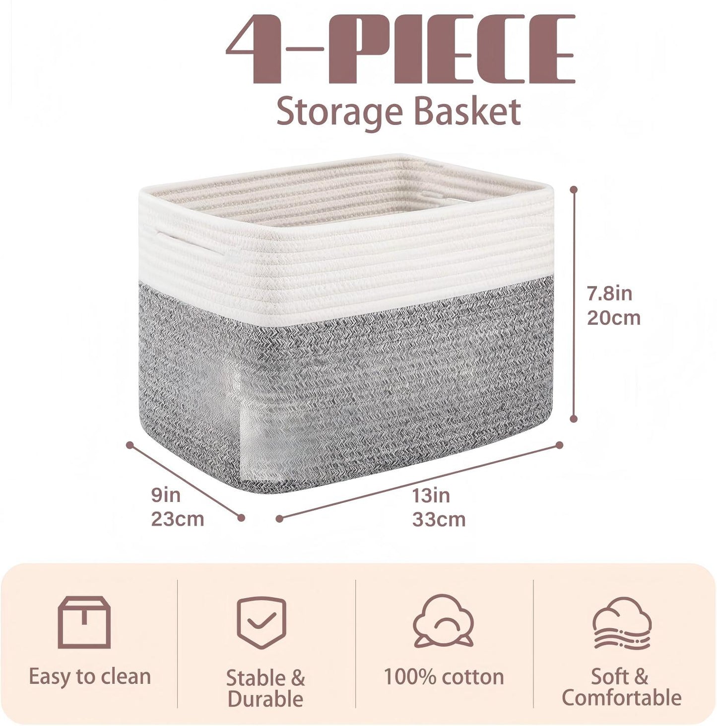 4 Pack Storage Baskets for Organizing