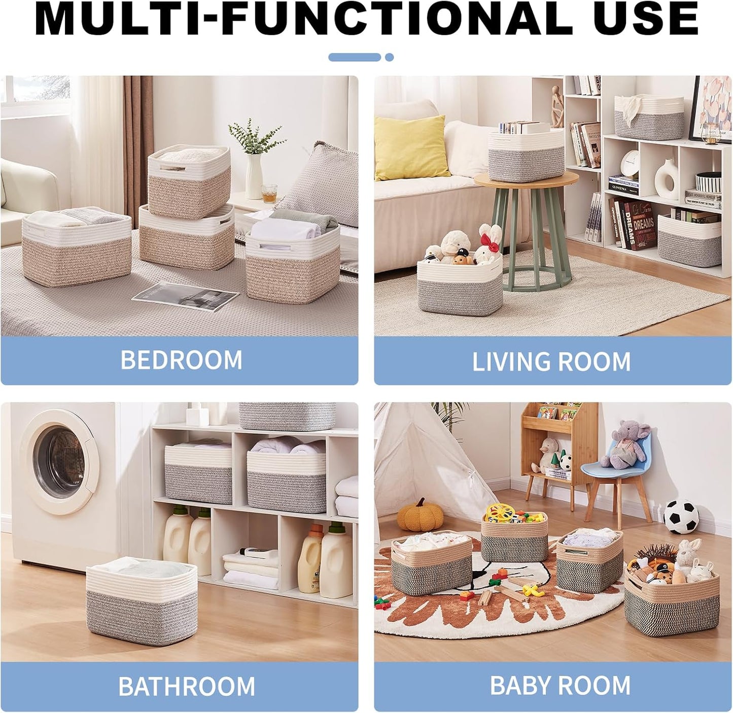 4 Pack Storage Baskets for Organizing