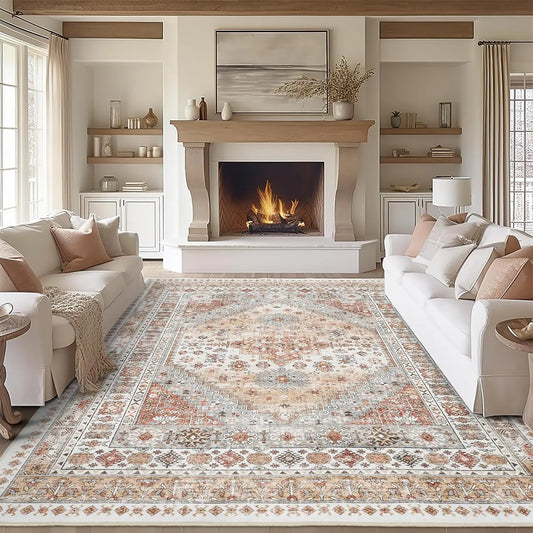 Washable Vintage Non-Slip Area Rug for Indoor Home Decor